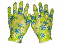 Перчатки нейлоновые тонкие садовые с полимерным покрытием ладони и пальцев, размер L (168107 ) цветные 