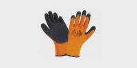 Перчатки акриловые утепленные с полимерным покрытием из вспененного латекса ЛЭВ черно/оранжевые (135830)